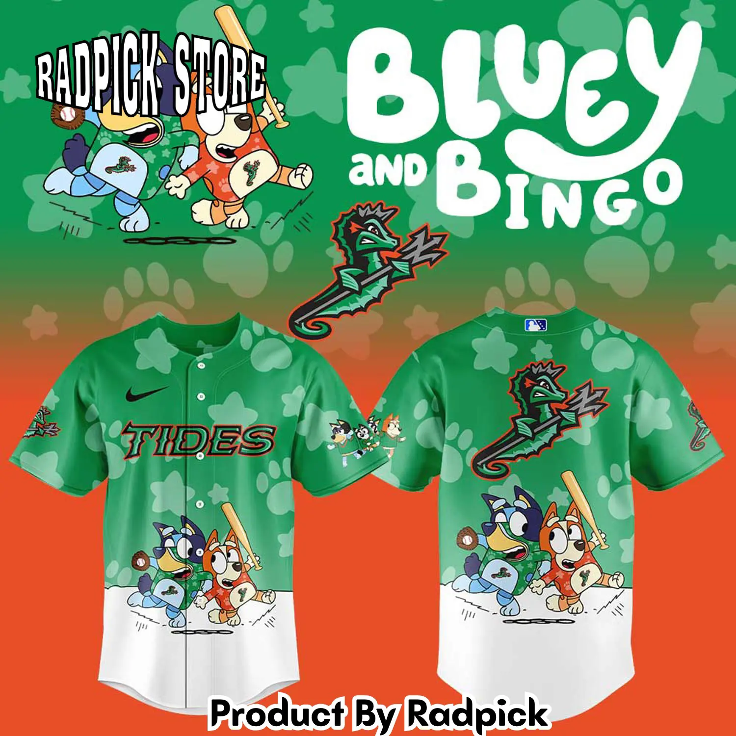 Radpick norfolk tides bluey and bingo baseball jersey rp127228